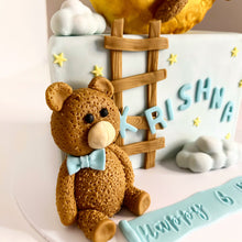 Load image into Gallery viewer, Teddy In The Sky Blue Half Birthday Cake